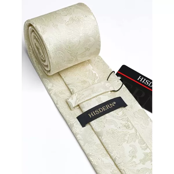 HISDERN Men Floral Ties Woven Classic 3.4" Necktie Set Formal tie Pocket Square for Wedding with Handkerchief Gift Box