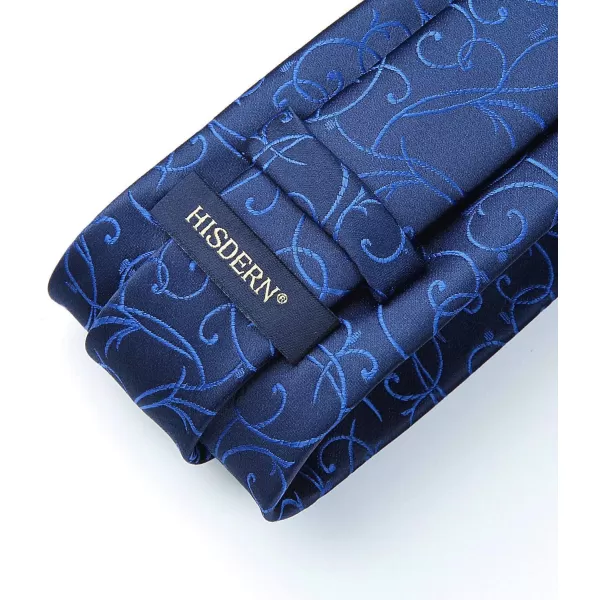 HISDERN Men Floral Ties Woven Classic 3.4" Necktie Set Formal tie Pocket Square for Wedding with Handkerchief Gift Box