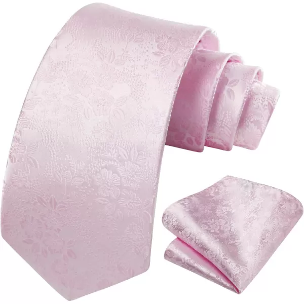 HISDERN Men Floral Ties Woven Classic 3.4" Necktie Set Formal tie Pocket Square for Wedding with Handkerchief Gift Box
