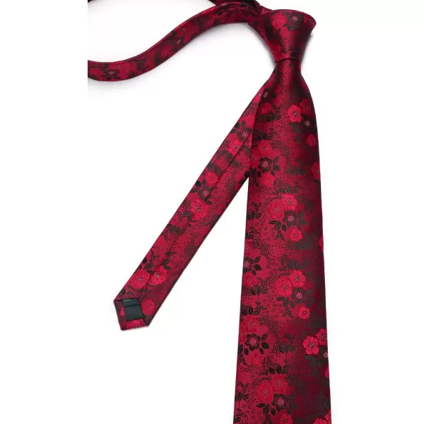 HISDERN Men Floral Ties Woven Classic 3.4" Necktie Set Formal tie Pocket Square for Wedding with Handkerchief Gift Box