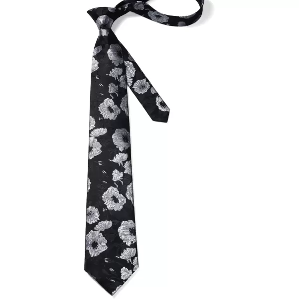HISDERN Men Floral Ties Woven Classic 3.4" Necktie Set Formal tie Pocket Square for Wedding with Handkerchief Gift Box