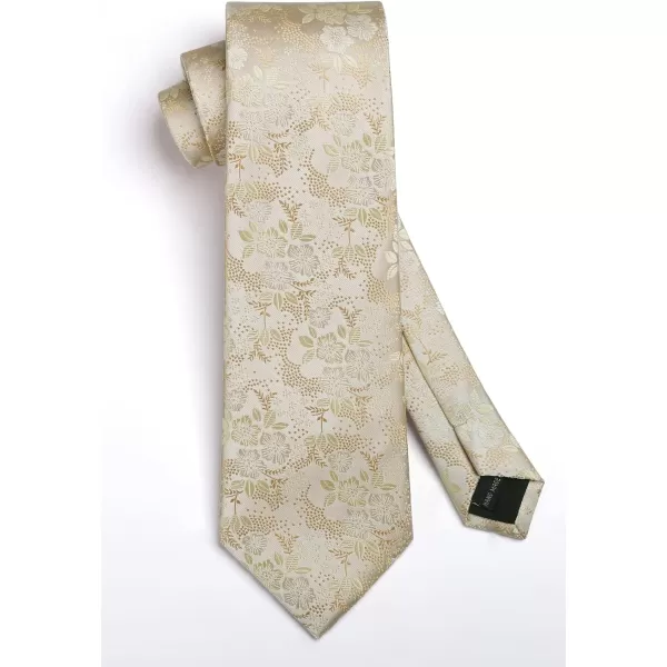HISDERN Men Floral Ties Woven Classic 3.4" Necktie Set Formal tie Pocket Square for Wedding with Handkerchief Gift Box