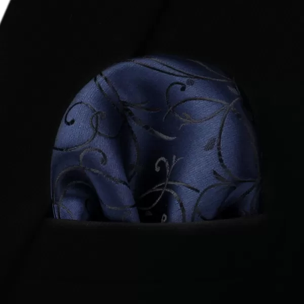 HISDERN Men Floral Ties Woven Classic 3.4" Necktie Set Formal tie Pocket Square for Wedding with Handkerchief Gift Box