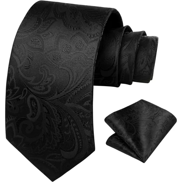 HISDERN Men Floral Ties Woven Classic 3.4" Necktie Set Formal tie Pocket Square for Wedding with Handkerchief Gift Box