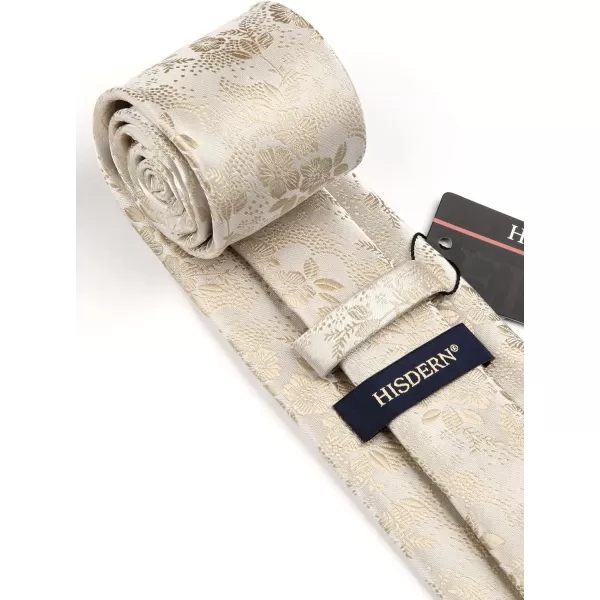 HISDERN Men Floral Ties Woven Classic 3.4" Necktie Set Formal tie Pocket Square for Wedding with Handkerchief Gift Box