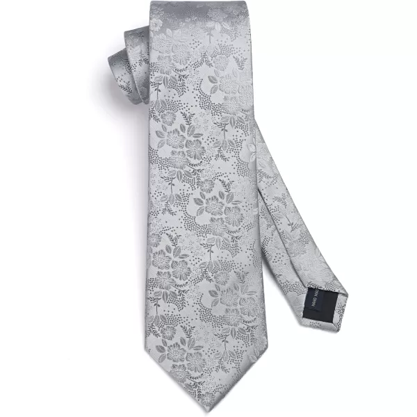 HISDERN Men Floral Ties Woven Classic 3.4" Necktie Set Formal tie Pocket Square for Wedding with Handkerchief Gift Box