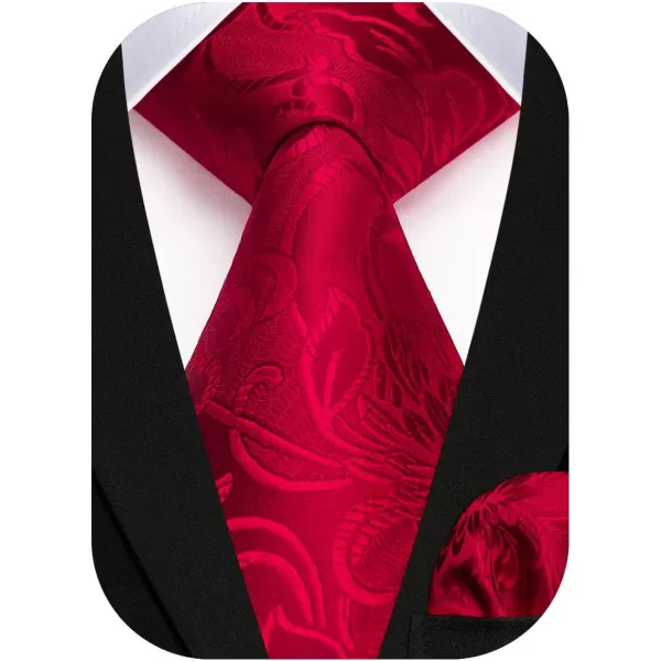 HISDERN Men Floral Ties Woven Classic 3.4" Necktie Set Formal tie Pocket Square for Wedding with Handkerchief Gift Box