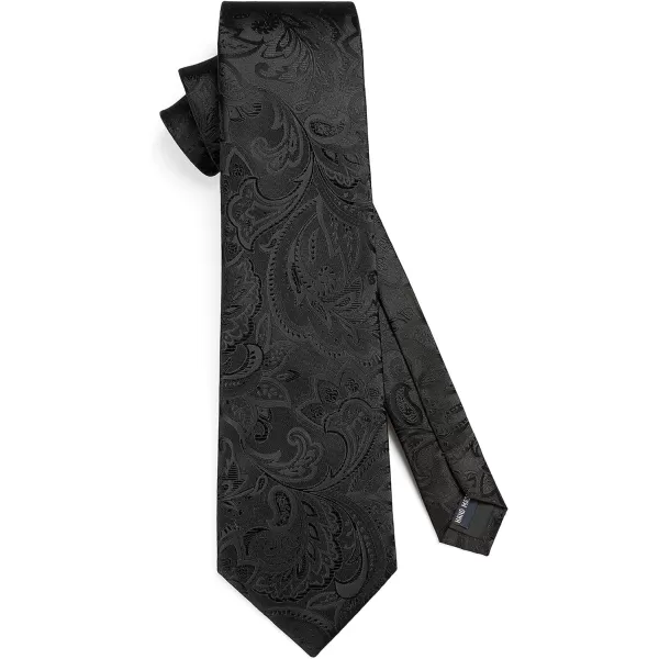 HISDERN Men Floral Ties Woven Classic 3.4" Necktie Set Formal tie Pocket Square for Wedding with Handkerchief Gift Box