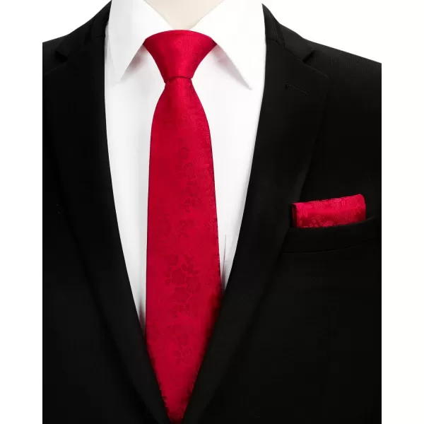 HISDERN Men Floral Ties Woven Classic 3.4" Necktie Set Formal tie Pocket Square for Wedding with Handkerchief Gift Box