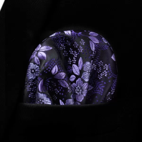 HISDERN Men Floral Ties Woven Classic 3.4" Necktie Set Formal tie Pocket Square for Wedding with Handkerchief Gift Box