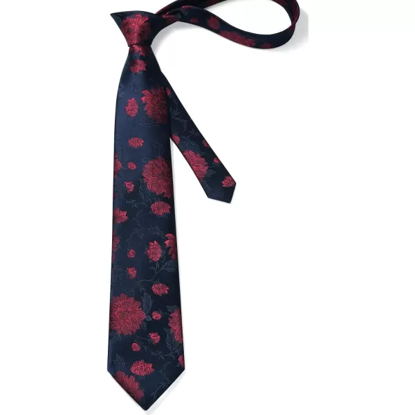 HISDERN Men Floral Ties Woven Classic 3.4" Necktie Set Formal tie Pocket Square for Wedding with Handkerchief Gift Box