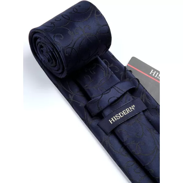 HISDERN Men Floral Ties Woven Classic 3.4" Necktie Set Formal tie Pocket Square for Wedding with Handkerchief Gift Box