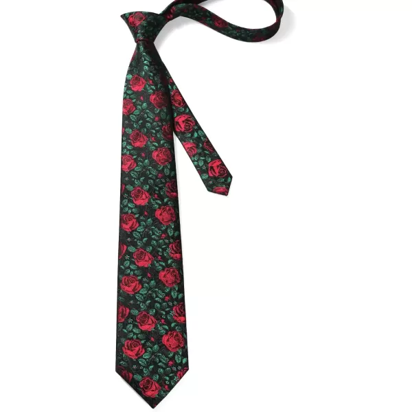 HISDERN Men Floral Ties Woven Classic 3.4" Necktie Set Formal tie Pocket Square for Wedding with Handkerchief Gift Box