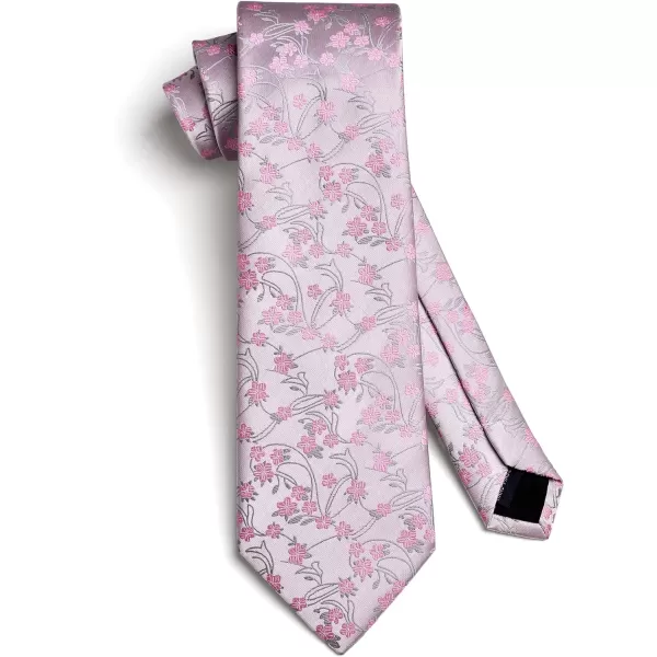 HISDERN Men Floral Ties Woven Classic 3.4" Necktie Set Formal tie Pocket Square for Wedding with Handkerchief Gift Box