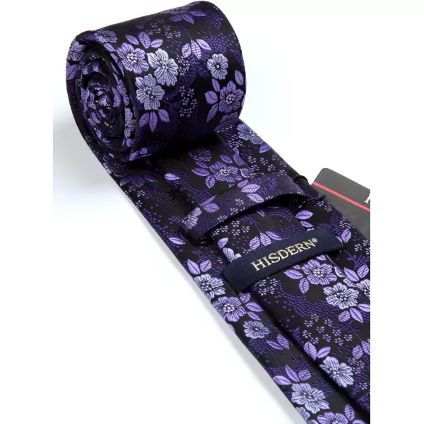 HISDERN Men Floral Ties Woven Classic 3.4" Necktie Set Formal tie Pocket Square for Wedding with Handkerchief Gift Box