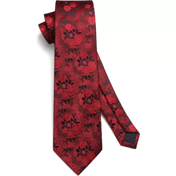 HISDERN Men Floral Ties Woven Classic 3.4" Necktie Set Formal tie Pocket Square for Wedding with Handkerchief Gift Box