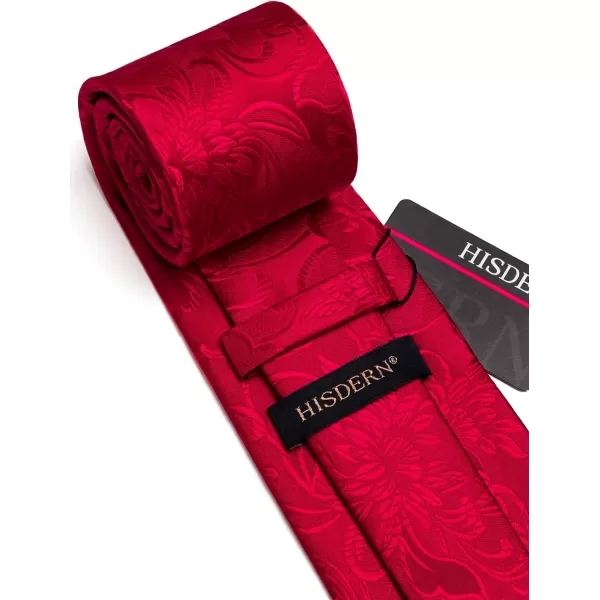 HISDERN Men Floral Ties Woven Classic 3.4" Necktie Set Formal tie Pocket Square for Wedding with Handkerchief Gift Box