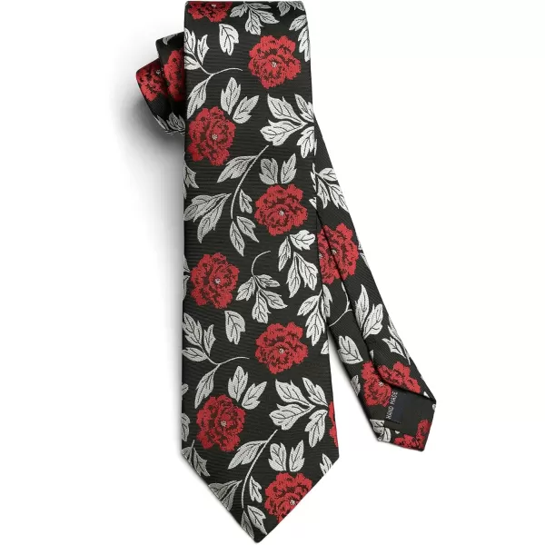 HISDERN Men Floral Ties Woven Classic 3.4" Necktie Set Formal tie Pocket Square for Wedding with Handkerchief Gift Box