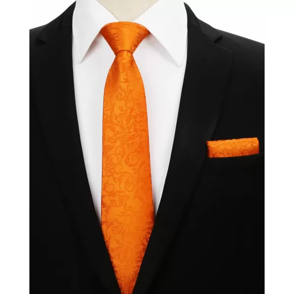 HISDERN Men Floral Ties Woven Classic 3.4" Necktie Set Formal tie Pocket Square for Wedding with Handkerchief Gift Box