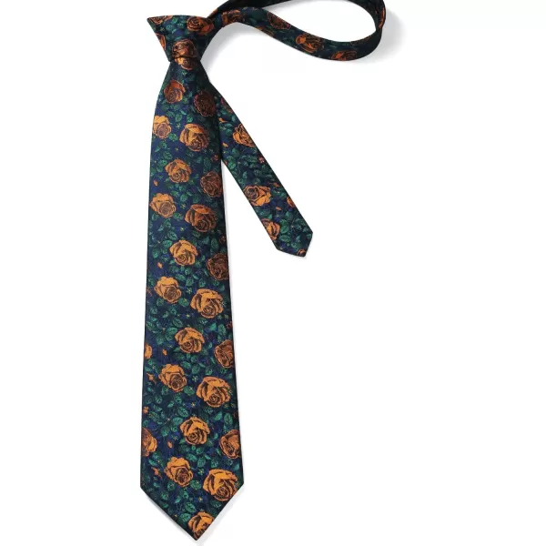HISDERN Men Floral Ties Woven Classic 3.4" Necktie Set Formal tie Pocket Square for Wedding with Handkerchief Gift Box