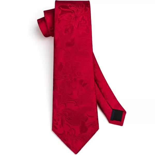 HISDERN Men Floral Ties Woven Classic 3.4" Necktie Set Formal tie Pocket Square for Wedding with Handkerchief Gift Box