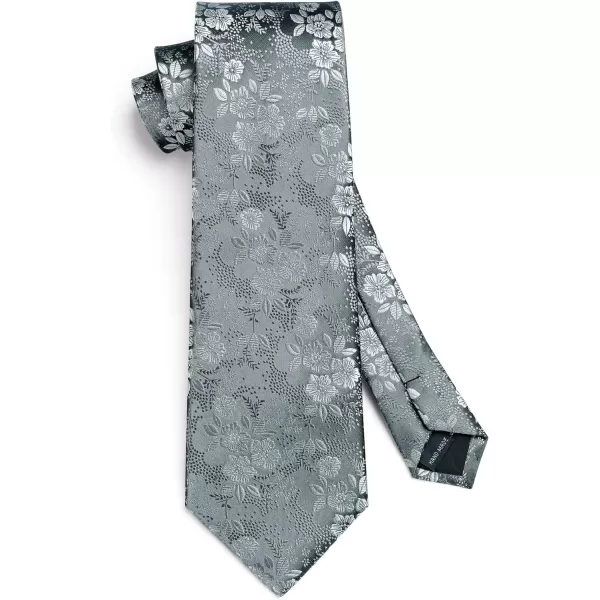HISDERN Men Floral Ties Woven Classic 3.4" Necktie Set Formal tie Pocket Square for Wedding with Handkerchief Gift Box