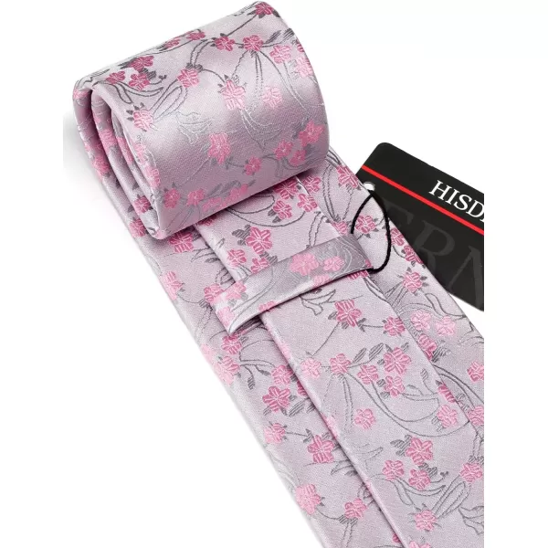 HISDERN Men Floral Ties Woven Classic 3.4" Necktie Set Formal tie Pocket Square for Wedding with Handkerchief Gift Box