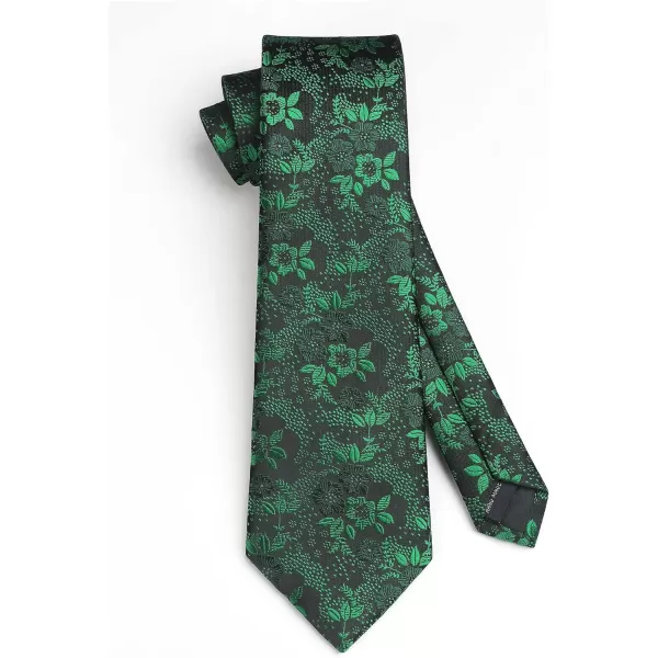 HISDERN Men Floral Ties Woven Classic 3.4" Necktie Set Formal tie Pocket Square for Wedding with Handkerchief Gift Box