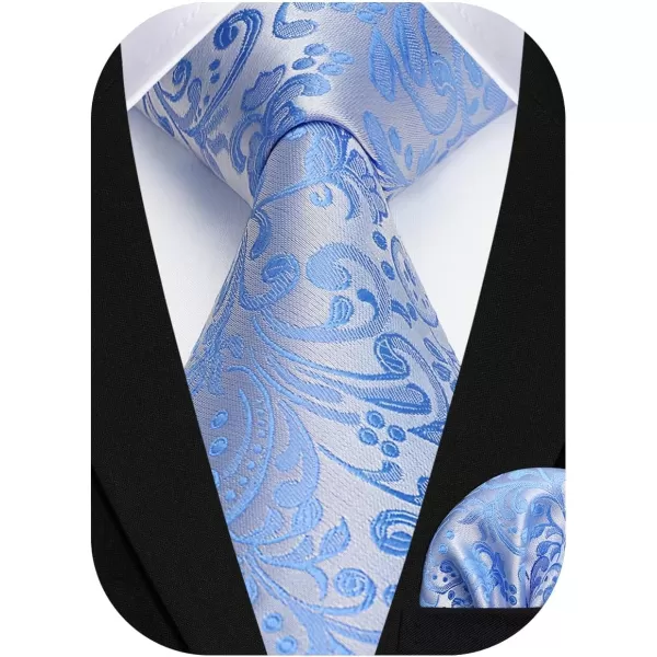 HISDERN Men Floral Ties Woven Classic 3.4" Necktie Set Formal tie Pocket Square for Wedding with Handkerchief Gift Box