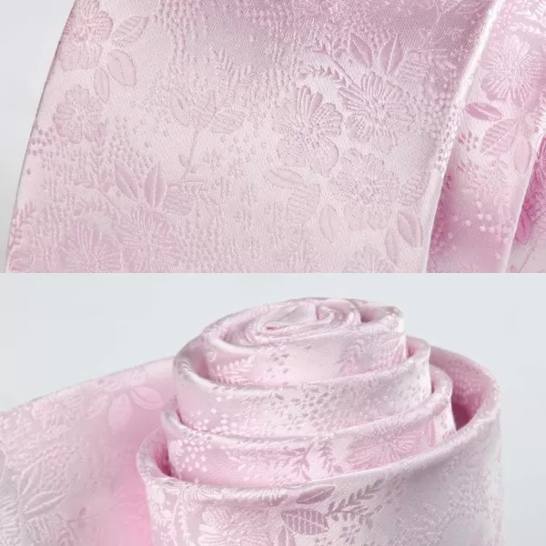 HISDERN Men Floral Ties Woven Classic 3.4" Necktie Set Formal tie Pocket Square for Wedding with Handkerchief Gift Box