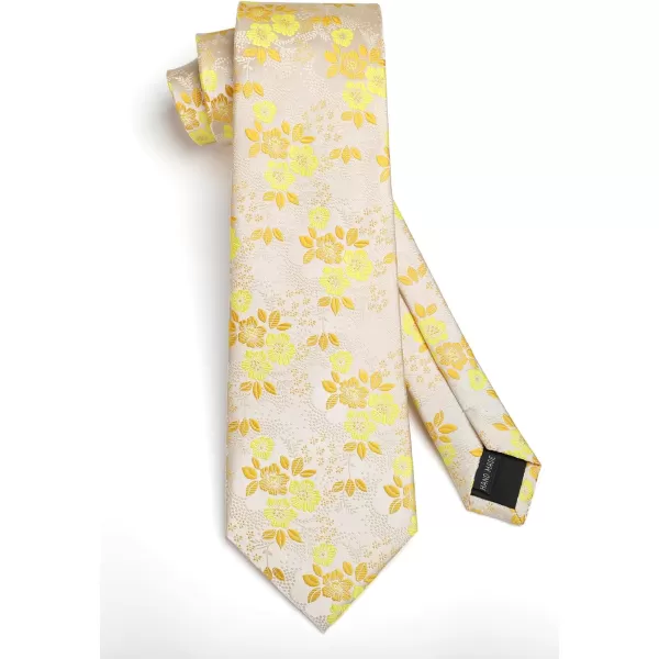 HISDERN Men Floral Ties Woven Classic 3.4" Necktie Set Formal tie Pocket Square for Wedding with Handkerchief Gift Box