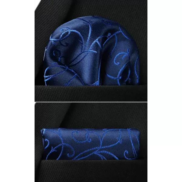 HISDERN Men Floral Ties Woven Classic 3.4" Necktie Set Formal tie Pocket Square for Wedding with Handkerchief Gift Box