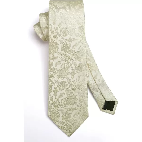 HISDERN Men Floral Ties Woven Classic 3.4" Necktie Set Formal tie Pocket Square for Wedding with Handkerchief Gift Box