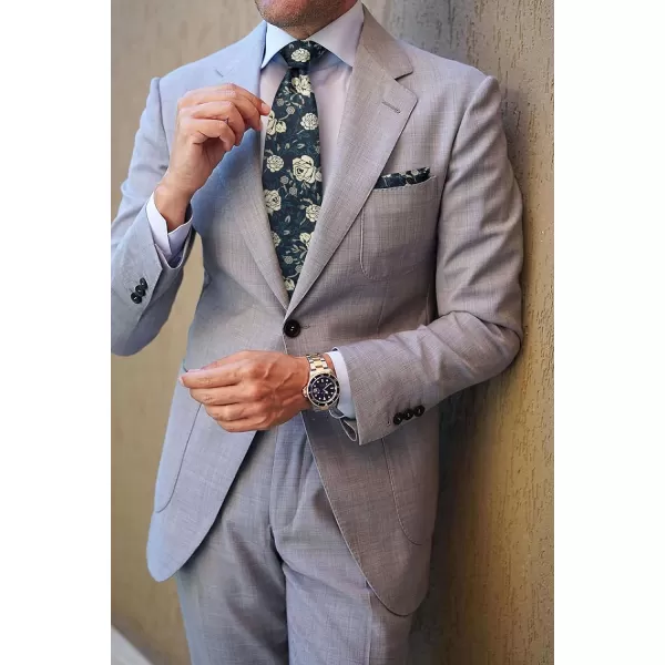 HISDERN Men Floral Ties Woven Classic 3.4" Necktie Set Formal tie Pocket Square for Wedding with Handkerchief Gift Box