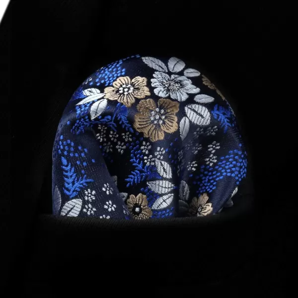 HISDERN Men Floral Ties Woven Classic 3.4" Necktie Set Formal tie Pocket Square for Wedding with Handkerchief Gift Box