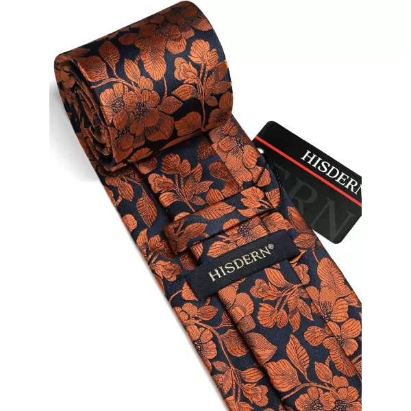HISDERN Men Floral Ties Woven Classic 3.4" Necktie Set Formal tie Pocket Square for Wedding with Handkerchief Gift Box