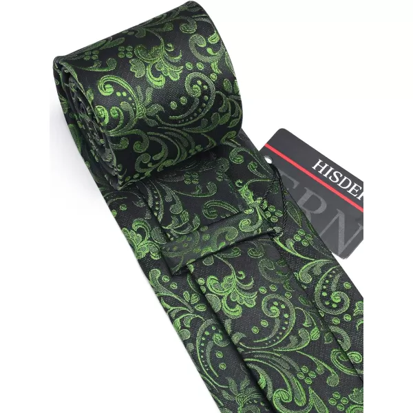 HISDERN Men Floral Ties Woven Classic 3.4" Necktie Set Formal tie Pocket Square for Wedding with Handkerchief Gift Box