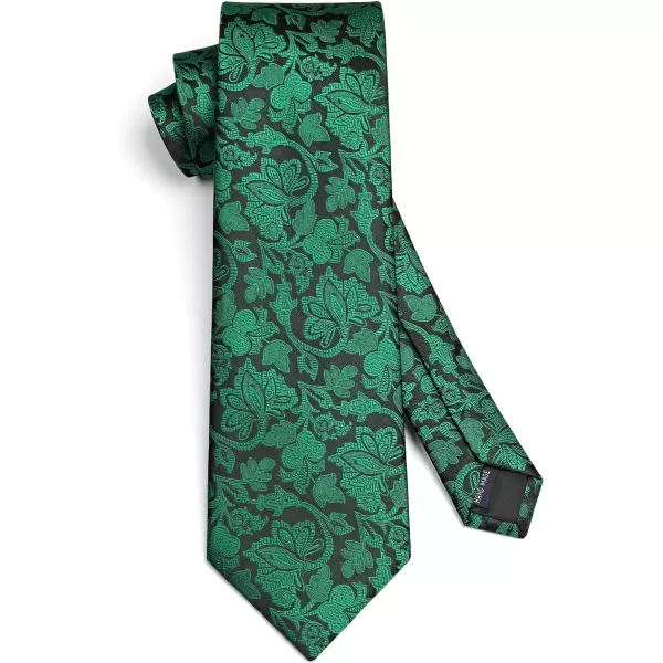 HISDERN Men Floral Ties Woven Classic 3.4" Necktie Set Formal tie Pocket Square for Wedding with Handkerchief Gift Box