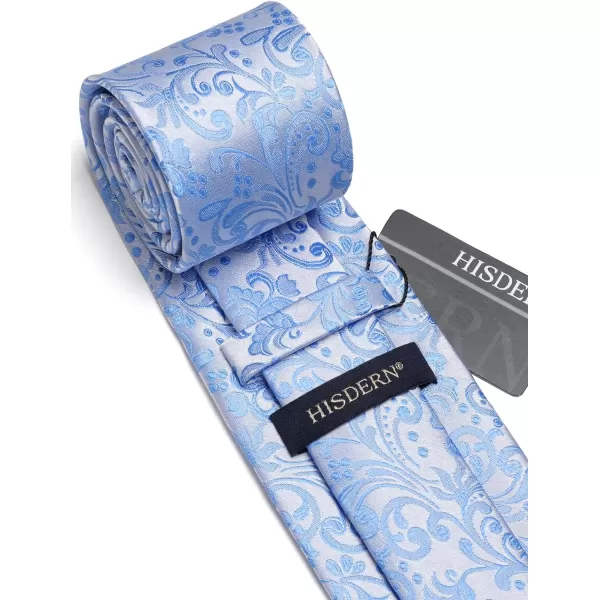 HISDERN Men Floral Ties Woven Classic 3.4" Necktie Set Formal tie Pocket Square for Wedding with Handkerchief Gift Box