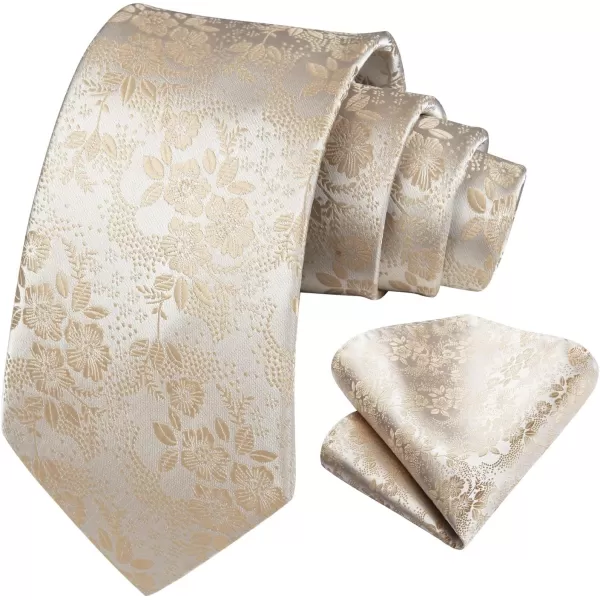 HISDERN Men Floral Ties Woven Classic 3.4" Necktie Set Formal tie Pocket Square for Wedding with Handkerchief Gift Box
