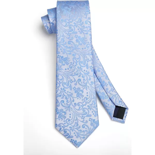HISDERN Men Floral Ties Woven Classic 3.4" Necktie Set Formal tie Pocket Square for Wedding with Handkerchief Gift Box