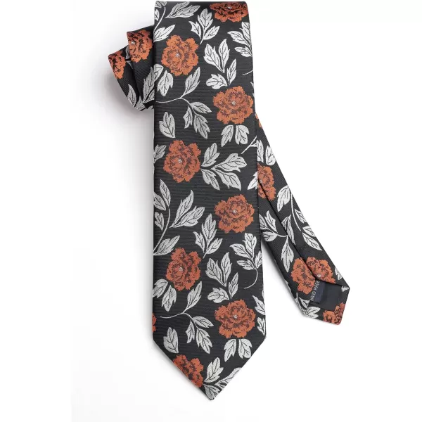HISDERN Men Floral Ties Woven Classic 3.4" Necktie Set Formal tie Pocket Square for Wedding with Handkerchief Gift Box