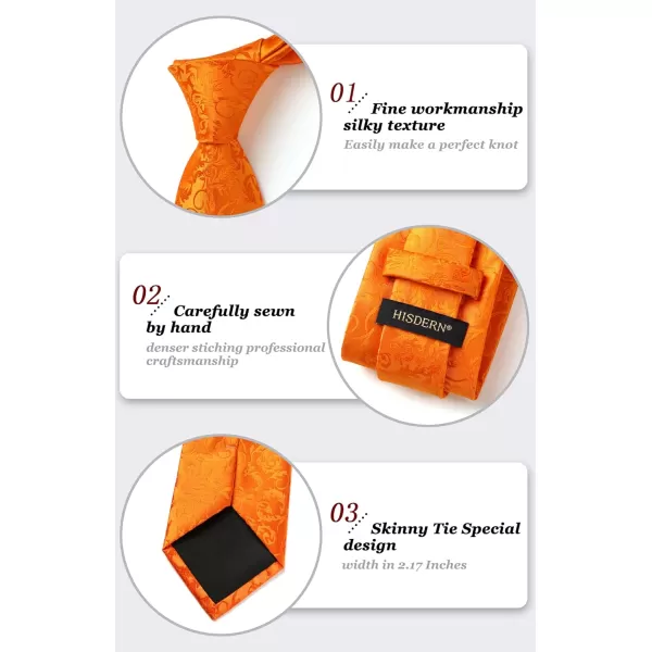 HISDERN Men Floral Ties Woven Classic 3.4" Necktie Set Formal tie Pocket Square for Wedding with Handkerchief Gift Box