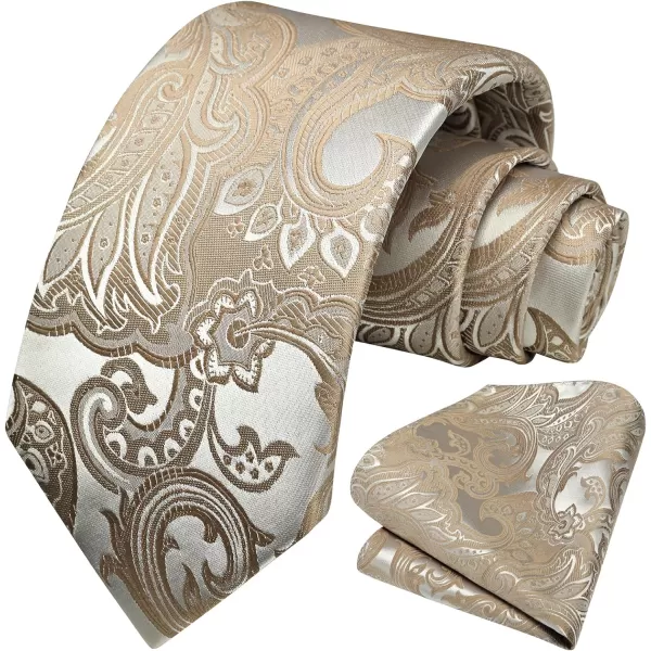 HISDERN Men Floral Ties Woven Classic 3.4" Necktie Set Formal tie Pocket Square for Wedding with Handkerchief Gift Box