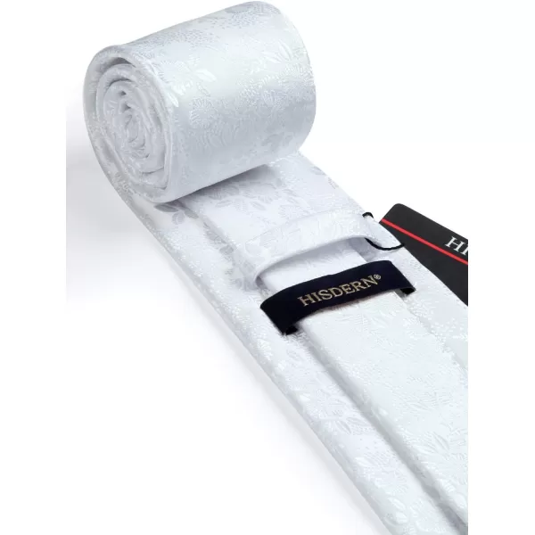 HISDERN Men Floral Ties Woven Classic 3.4" Necktie Set Formal tie Pocket Square for Wedding with Handkerchief Gift Box
