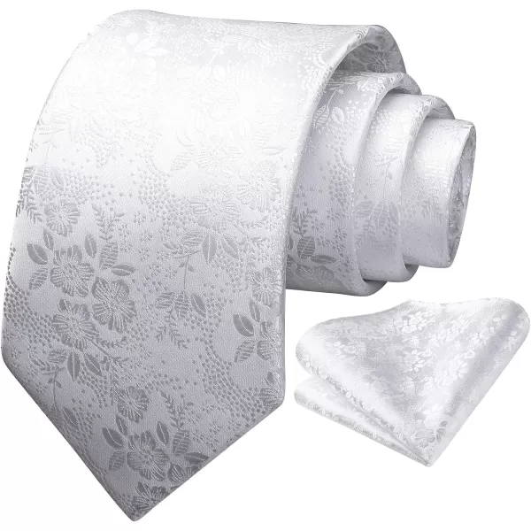 HISDERN Men Floral Ties Woven Classic 3.4" Necktie Set Formal tie Pocket Square for Wedding with Handkerchief Gift Box