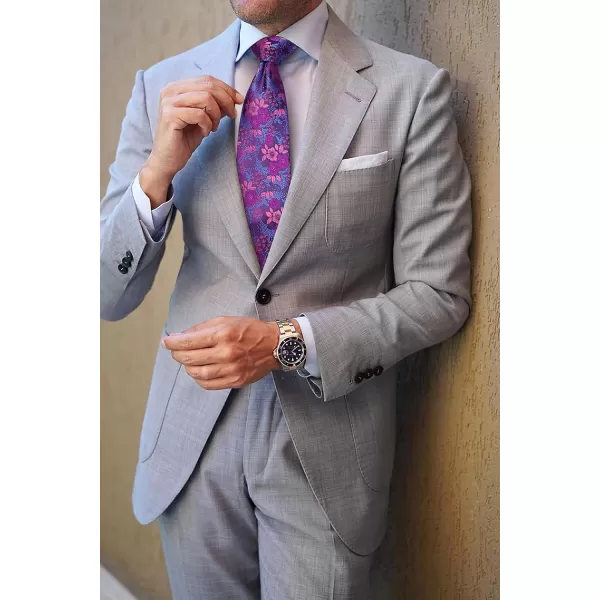 HISDERN Men Floral Ties Woven Classic 3.4" Necktie Set Formal tie Pocket Square for Wedding with Handkerchief Gift Box