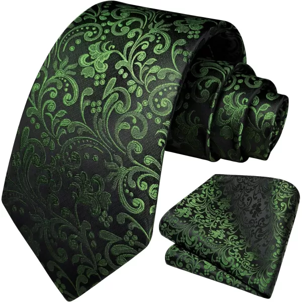 HISDERN Men Floral Ties Woven Classic 3.4" Necktie Set Formal tie Pocket Square for Wedding with Handkerchief Gift Box