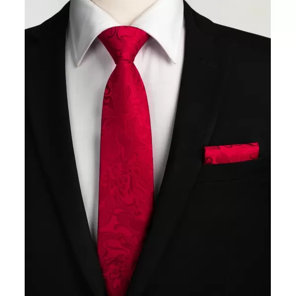 HISDERN Men Floral Ties Woven Classic 3.4" Necktie Set Formal tie Pocket Square for Wedding with Handkerchief Gift Box