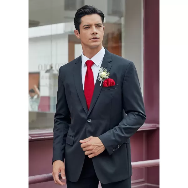 HISDERN Men Floral Ties Woven Classic 3.4" Necktie Set Formal tie Pocket Square for Wedding with Handkerchief Gift Box